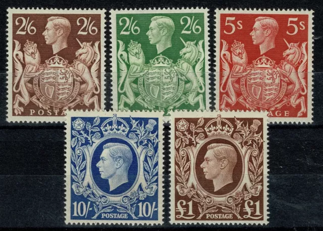 1939 Arms Set Of 5 - Fresh Mnh - No 10/- Dark Blue - See Photos