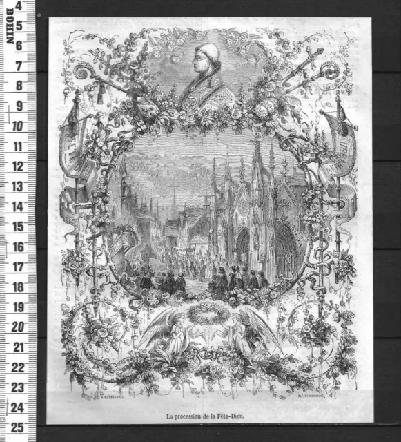G205 / Engraving 1850 / The Procession Of The Feast God