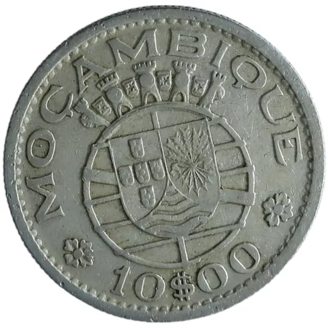 1960 Silver Portuguese Mozambique 10 Escudos Colonial African Coin Z343