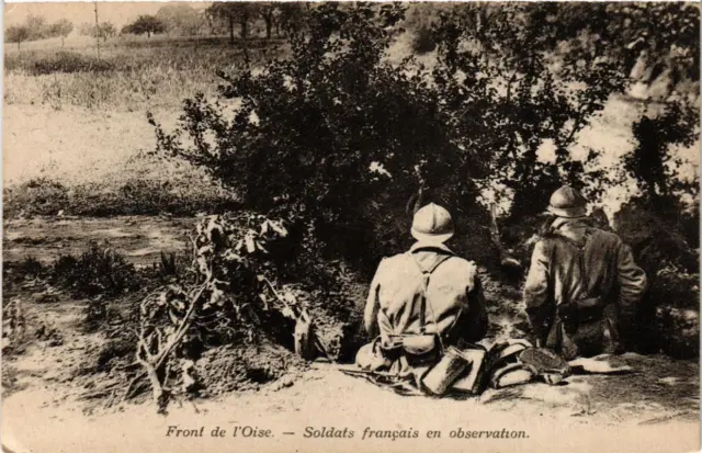 CPA AK Front de l'Oise Soldats francais en observation MILITAIRE (731478)