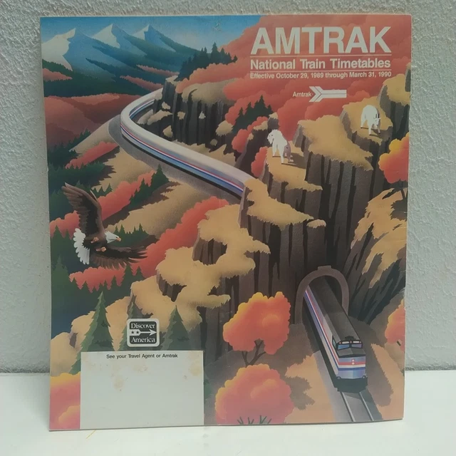 AMTRAK NATIONAL TRAIN Timetables Oct 1989 - March 1990 Rail Schedule ...