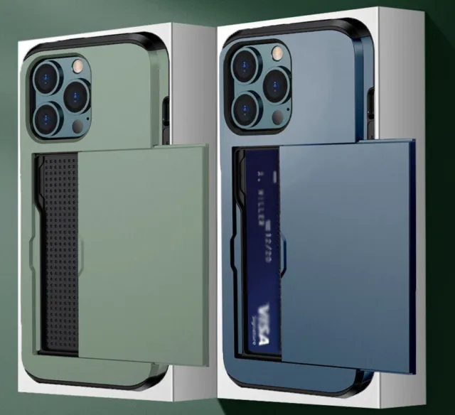 Wallet Card Holder Case für iPhone 14 13 12 Pro Max 11 XS XR Stoßfest Handyhülle