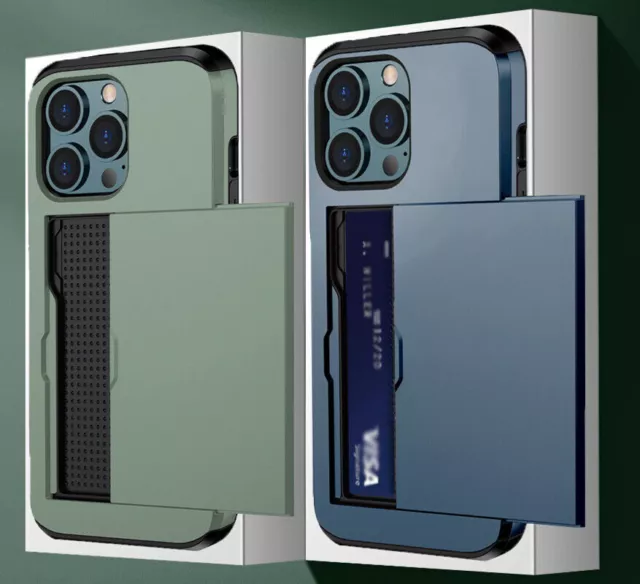Wallet Card Holder Case für iPhone 14 13 12 Pro Max 11 XS XR Stoßfest Handyhülle