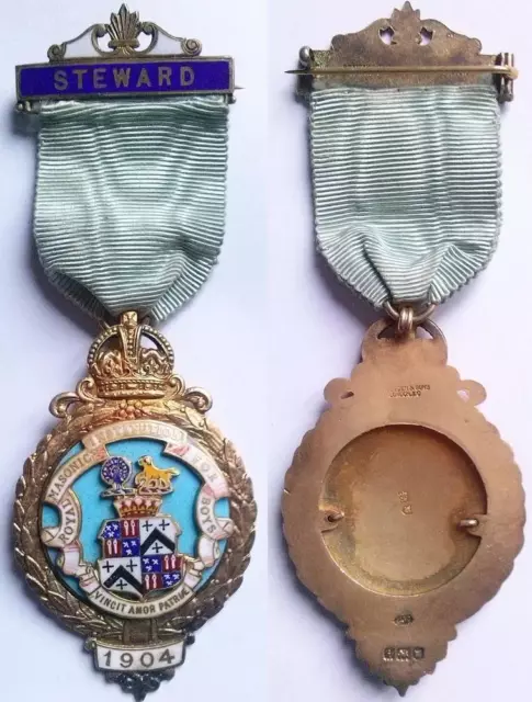 1904 Royal Masonic Institution For Boys Silver Gilt Steward Medal 30.7g