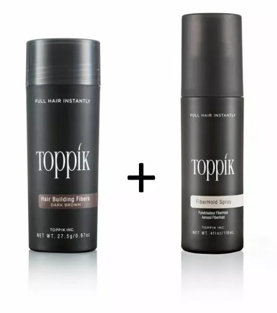 TOPPIK SET 27,5 g. Hair Fibers + Fiberhold Spray 118ml. - hair thickener