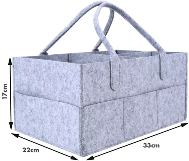 Baby Diaper Caddy Organizer Felt Changing Nappy Kids Storage Carrier Bag Grey UK