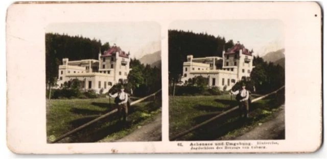 Stereo-Fotografie unbekannter Fotograf, Ansicht Hinterriss /Achensee, Jagdschlo