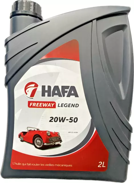 Huile moteur HAFA Legend 20W50  2 Litres  Minérale Véhicules anciens API CG-4/SH