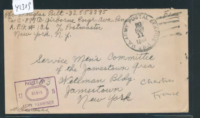 42309) US field post cover WWII, APO 110 11.11.44, Chartres France