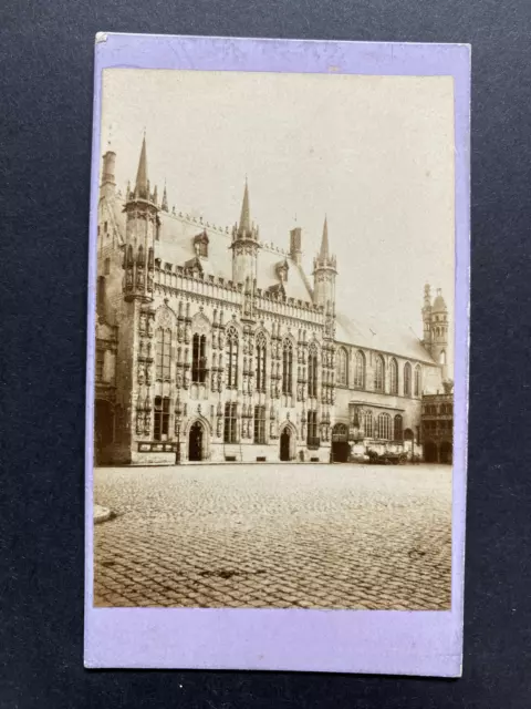 Belgique, Bruges, Hôtel de Ville et Chapelle du Saint Sang, Vintage albumen prin