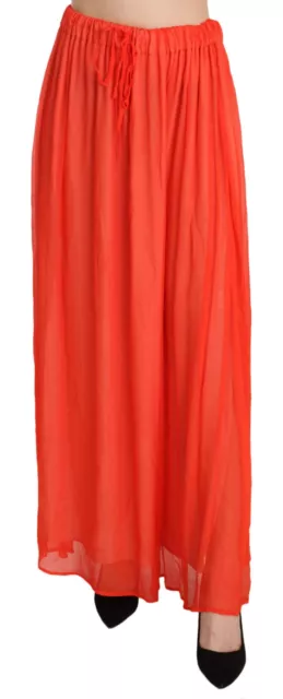 Jucca Elegant Orange Pleated Maxi Women's Skirt Authentic