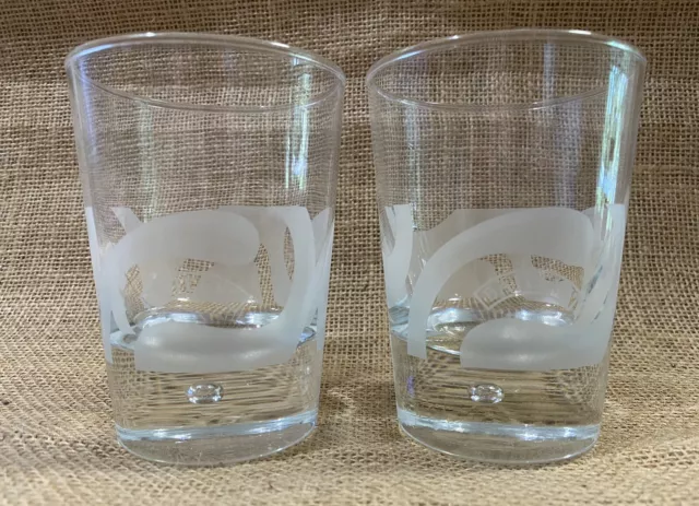 Pair of Baileys Irish Cream Etched Frosted Logo Bubble Rocks Cocktail Glasses