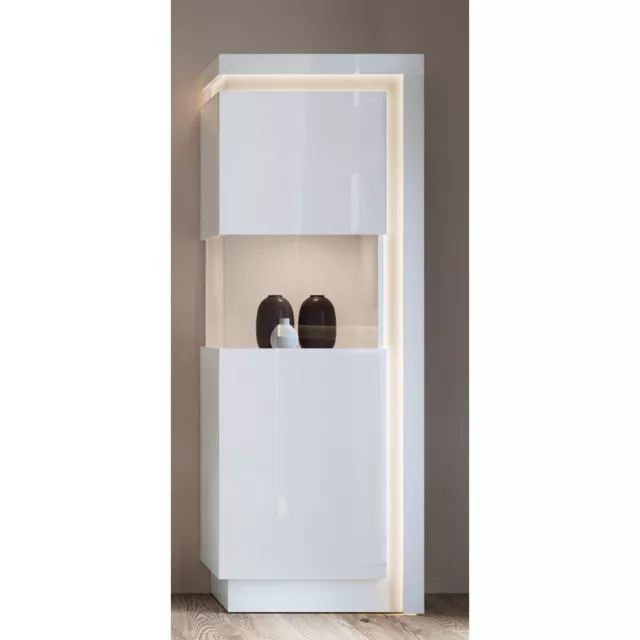 Highboard Hochkommode Vitrine halbhoch Vitrinenschrank weiß Hochglanz