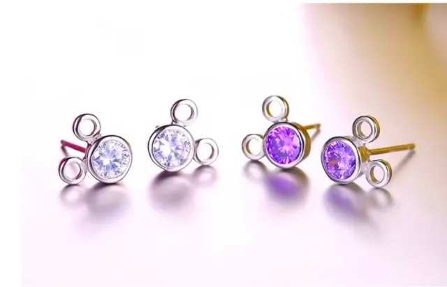 Cute Mice 925 Sterling Silver Crystal Earrings Ear Stud Womens Jewellery Gift UK