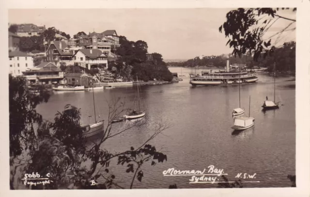 MOSMAN BAY Sydney NSW VINTAGE RPPC Ferry Wharf Boats AUSTRALIA