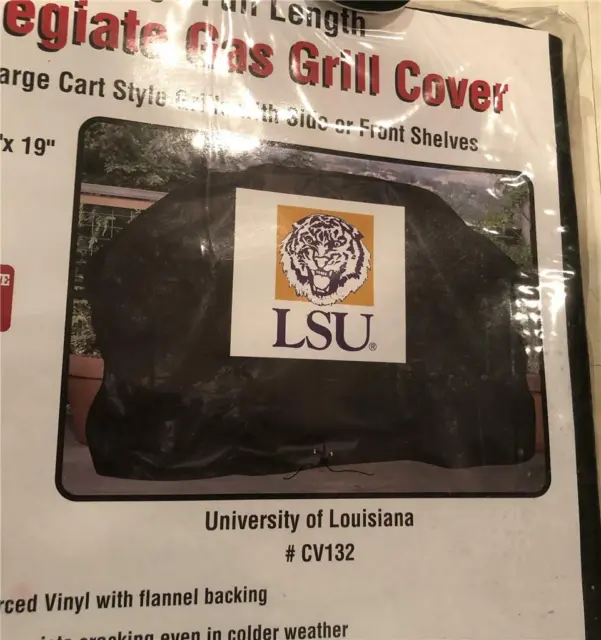 LSU Univ Louisiana Black Gas Grill Cover weber ducane 59X42X19"