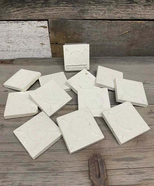 (10) Antique Victorian Decorative Robertson Design Tile 3x3 -fleur-de-lis -1915 2