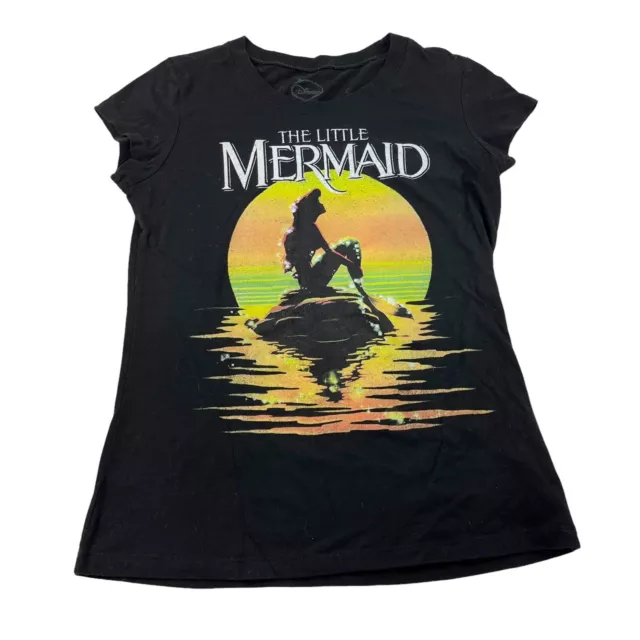 Disney The Little Mermaid Ariel Shadow Sunset Black T Shirt Top Womens L