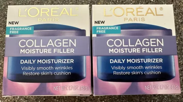 2x L'Oreal Collagen Moisture Filler Fragrance Free Anti-Aging Daily Moisturizer
