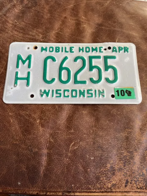 1993 Wisconsin Mobile Home License Plate. 2010 stickered Tag # C 6255