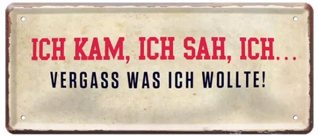 ''Ich kam, Ich sah, ich.. vergass was ich wollte'' 28x12cm Blechschild