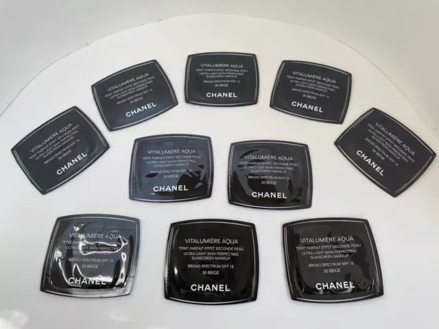 LOT OF 10 Chanel Vitalumiere Aqua Skin Perfecting Makeup 30 Beige 0.9ml /  0.03oz $12.99 - PicClick