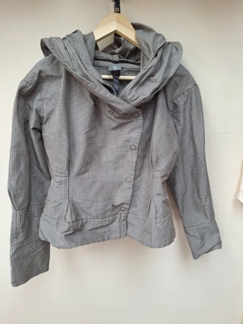 Lilith Grey Beige Check  Short Waterproof 2 Way Jacket  Size M UK 12-14