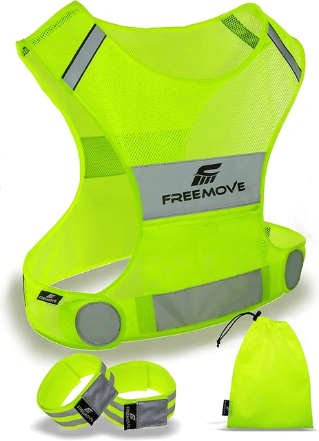 Reflective Vest Running Gear + 2 Bands & Bag / Ultralight & Comfy Safety Vests f