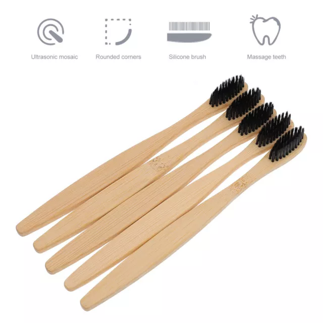 10Pcs Charcoal Toothbrushes Biodegradable for Adults Kids