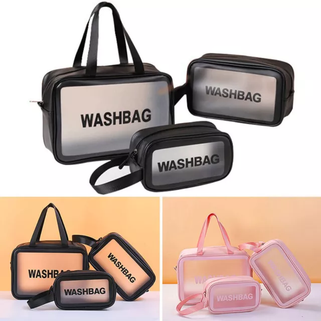 1-4Pcs Clear Transparent Plastic PVC Toiletry Bag Travel Cosmetic Make Up Zipper