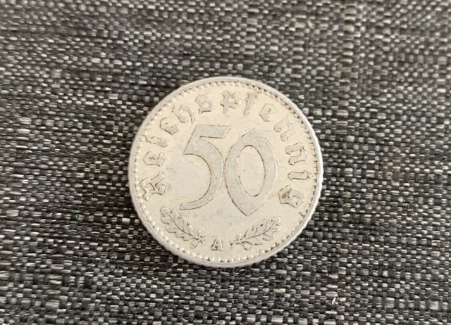 Ww2 German 50 Pfennig Coin Dated 1939A