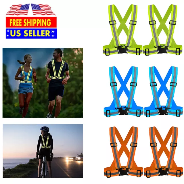 2PCS Safety Vest with High Visibility Reflective Belt Stripe Security Adjustable