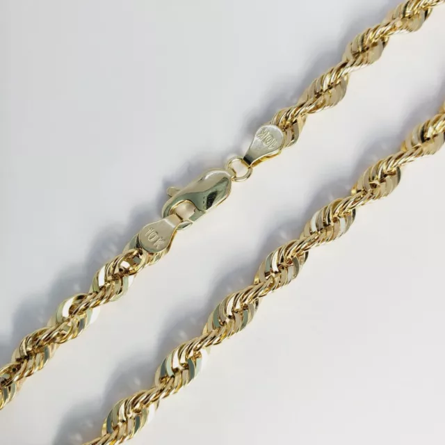 10K Solid Yellow Gold 3mm 20" Diamond Cut Rope Chain Necklace Real Gold