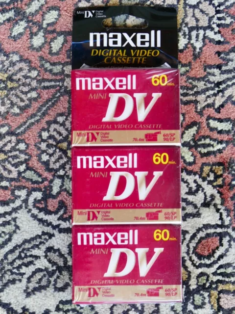 3 pack Maxell Mini-DV 60 min digital video cassette tapes 70.4m 90/LP DVM60SE