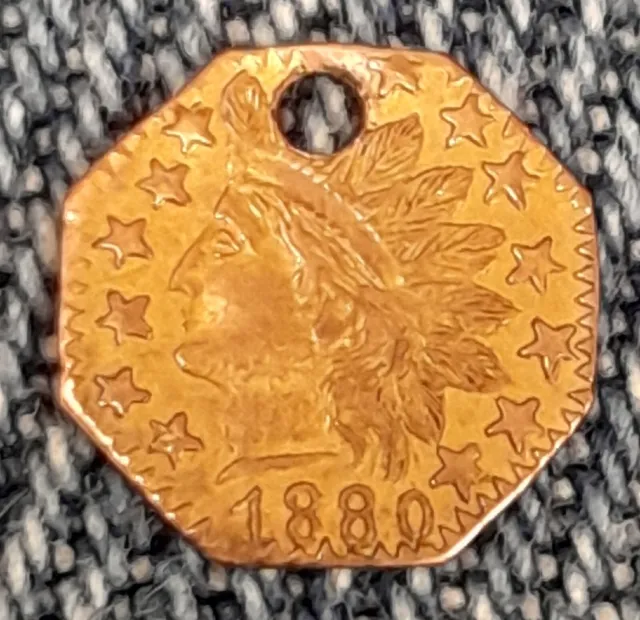 1880 Cal Gold 1/4 Dollar w Hole