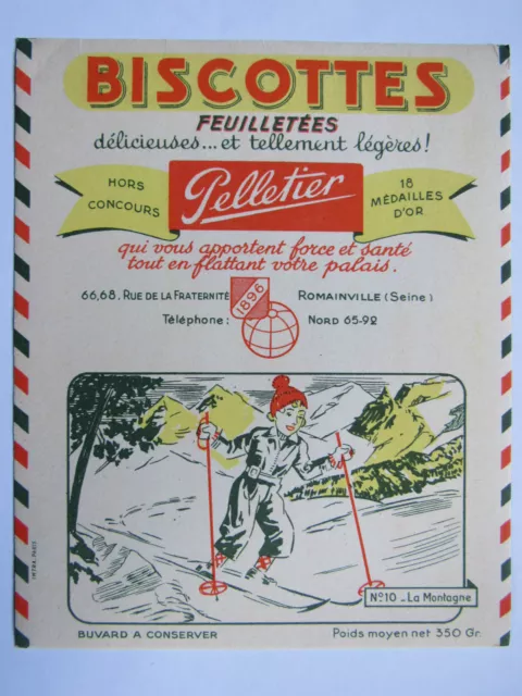 10C19 Ancien Buvard Publicitaire Pub Biscottes Pelletier N°10 La Montagne