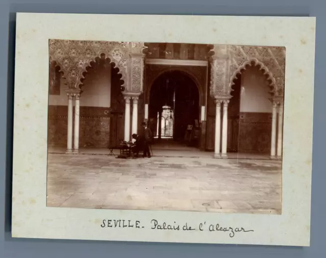 Espagne, Seville, Palais de l&#039;Alcazar  Vintage print.  Tirage citrate