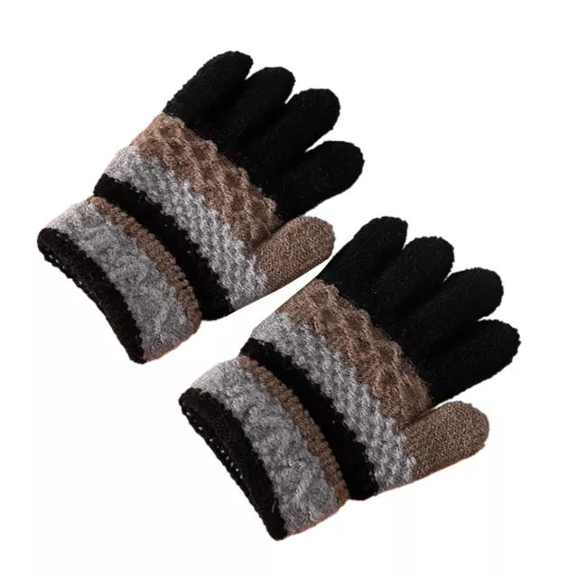 1 Pair 3-8 Years Winter Gloves Warm Comfortable Thicken Warm Knitted Gloves
