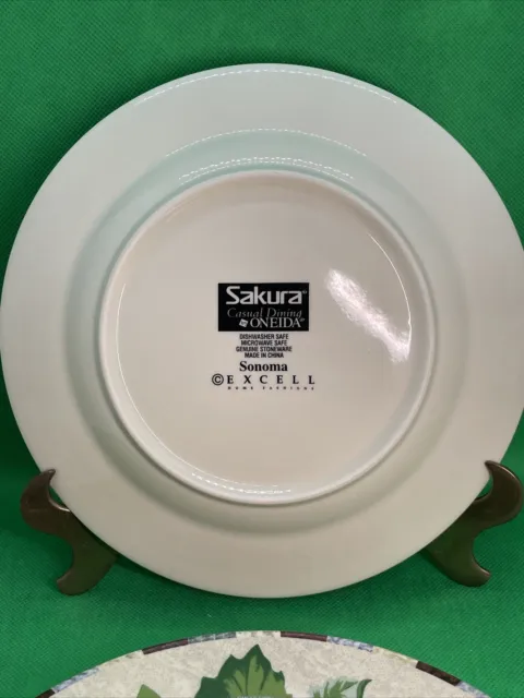 Oneida Sakura Sonoma Excell Stoneware Fruit Pattern Grape Plums Salad Plate 8 In 2