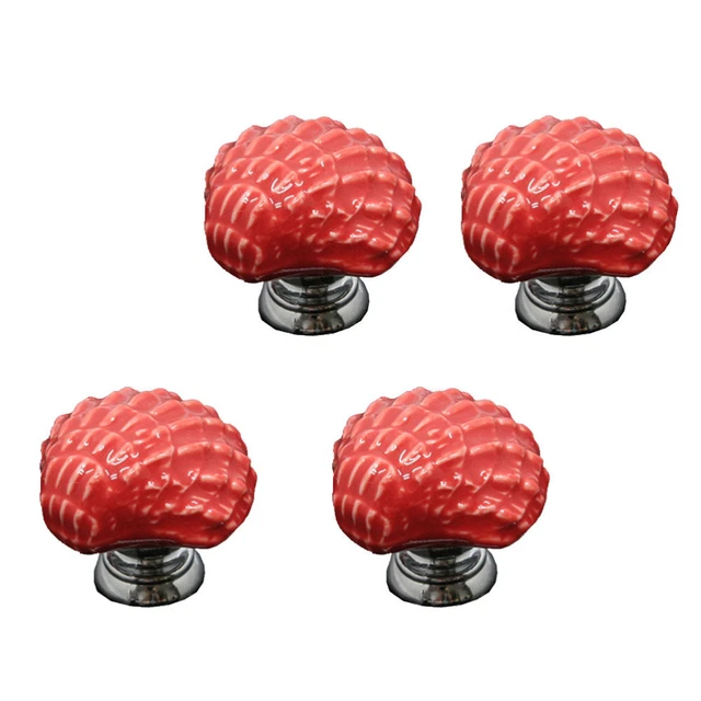 4 Pcs Shell Kitchen Handles Ceramic Drawer Handles Vintage Home Decor Alloy 8