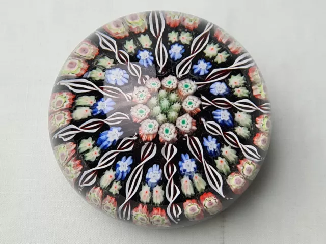 mid century Perthshire 12 spoke millefiori cane twist glass paperweight