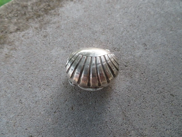 Boîte à Pilule Chatelaine Ancienne En Argent Massif - Objet Vintage - Argenté