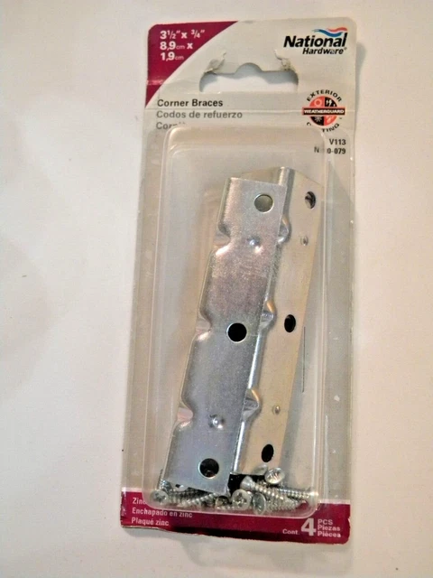 Stanley National Hardware N220-079 V113 3-1/2" x 3/4" Corner Brace - 4 Per Pack