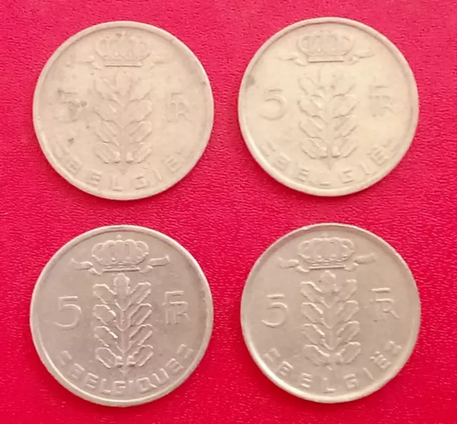 Lot De 4 Pièces 5 Francs Belgie Années 40! Etat TTB+ À Voir!