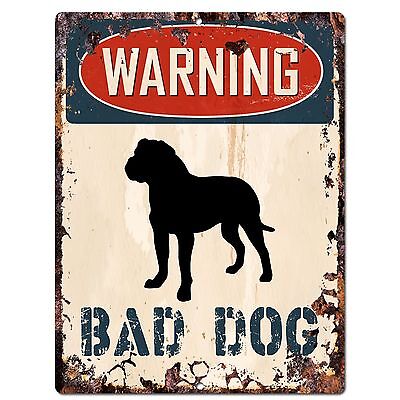 PP2343 WARNING BAD DOG Plate Sign Rustic Chic Sign Home Door Gate Decor Gift