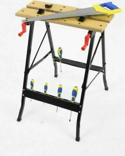 Portable Foldable Wooden Workbench Clamping Vice Workmate Work Bench Worktop New