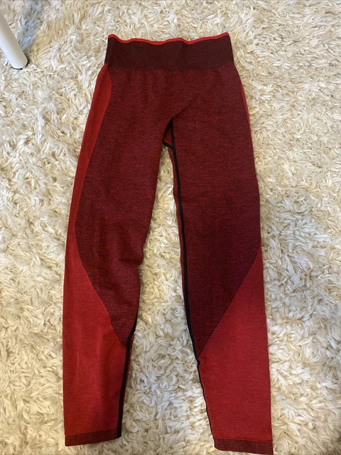 Victorias Secret PINK Seamless Leggings Yoga Pants 2 Tone Red Womens Size M EUC