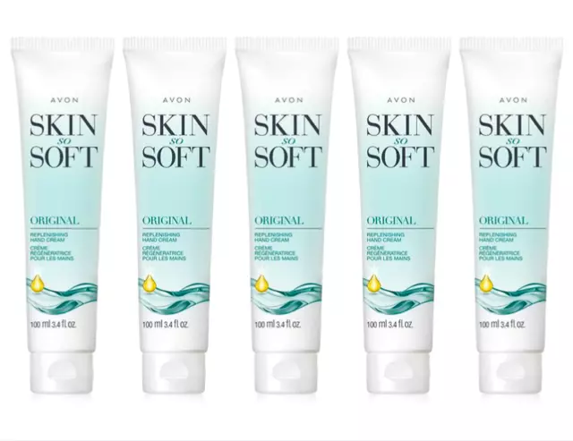 Lote de 5 cremas de manos reponentes originales Avon Skin So Soft SSS 3,4 OZ cada una