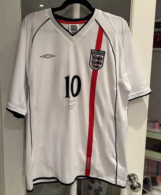 *England 2001 v Germany Home Shirt - Large - Retro Score Draw Umbro 10 Owen*