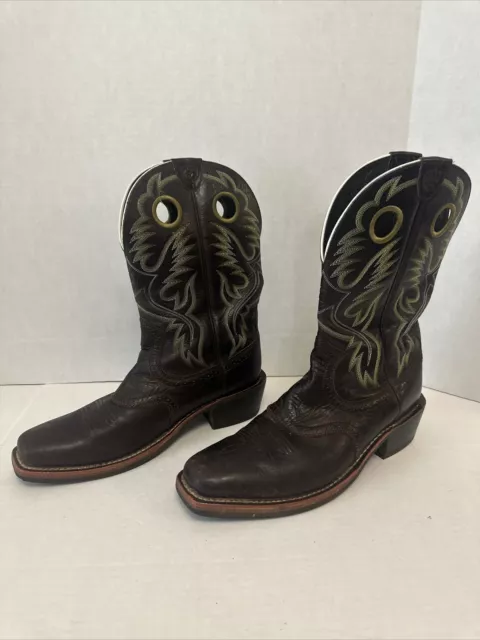 ARIAT BOOTS MEN 11D Thunder Brown Heritage Rough Stock Leather Western ...